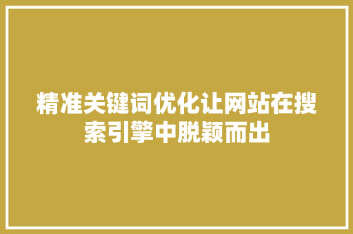 精准关键词优化让网站在搜索引擎中脱颖而出
