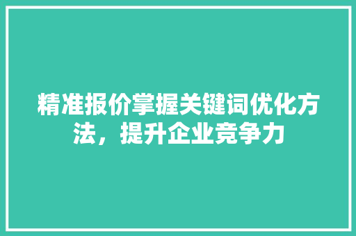 精准报价掌握关键词优化方法，提升企业竞争力