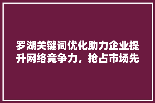 罗湖关键词优化助力企业提升网络竞争力，抢占市场先机