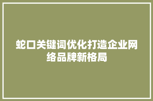 蛇口关键词优化打造企业网络品牌新格局