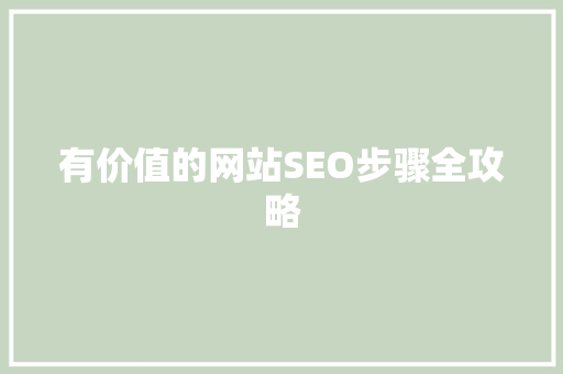 有价值的网站SEO步骤全攻略 操作系统