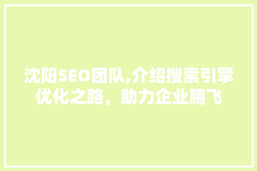 沈阳SEO团队,介绍搜索引擎优化之路，助力企业腾飞