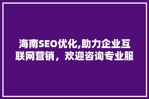 海南SEO优化,助力企业互联网营销，欢迎咨询专业服务