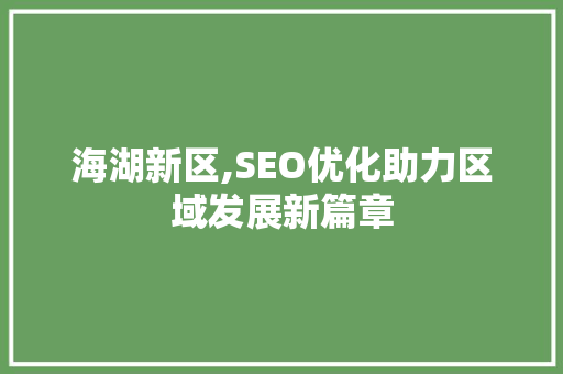 海湖新区,SEO优化助力区域发展新篇章