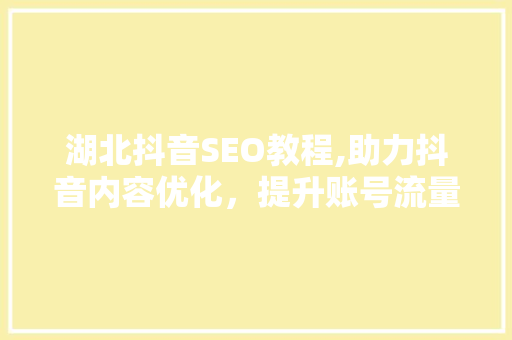 湖北抖音SEO教程,助力抖音内容优化，提升账号流量与影响力