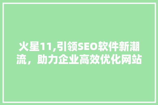 火星11,引领SEO软件新潮流，助力企业高效优化网站