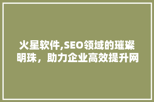 火星软件,SEO领域的璀璨明珠，助力企业高效提升网站排名