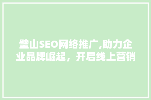 璧山SEO网络推广,助力企业品牌崛起，开启线上营销新篇章