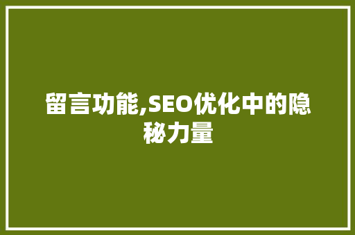 留言功能,SEO优化中的隐秘力量
