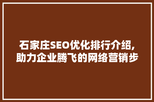 石家庄SEO优化排行介绍,助力企业腾飞的网络营销步骤