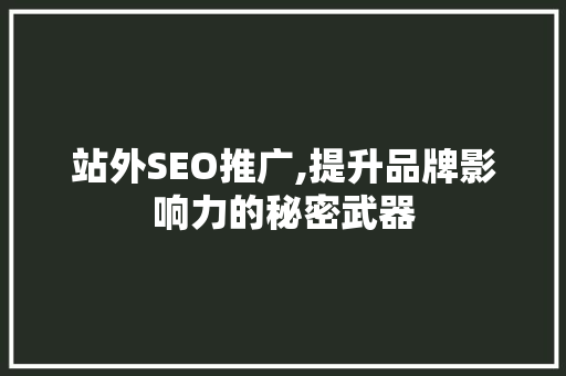 站外SEO推广,提升品牌影响力的秘密武器