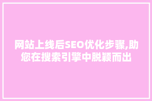 网站上线后SEO优化步骤,助您在搜索引擎中脱颖而出