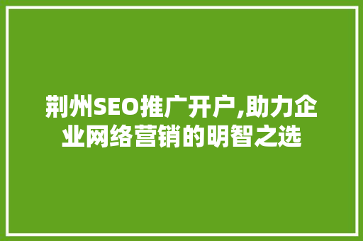 荆州SEO推广开户,助力企业网络营销的明智之选