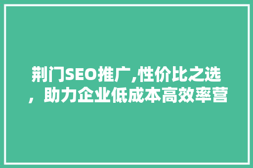 荆门SEO推广,性价比之选，助力企业低成本高效率营销