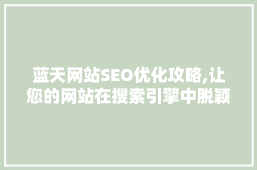 蓝天网站SEO优化攻略,让您的网站在搜索引擎中脱颖而出