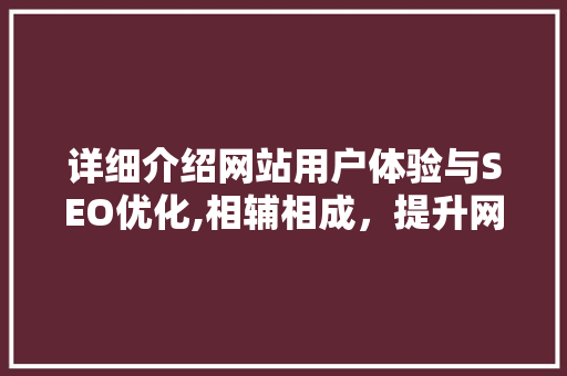 详细介绍网站用户体验与SEO优化,相辅相成，提升网站价值