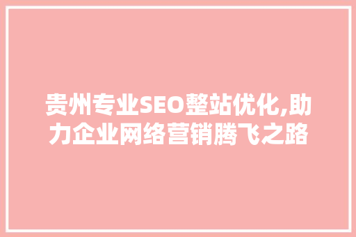 贵州专业SEO整站优化,助力企业网络营销腾飞之路 网络技术