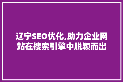 辽宁SEO优化,助力企业网站在搜索引擎中脱颖而出