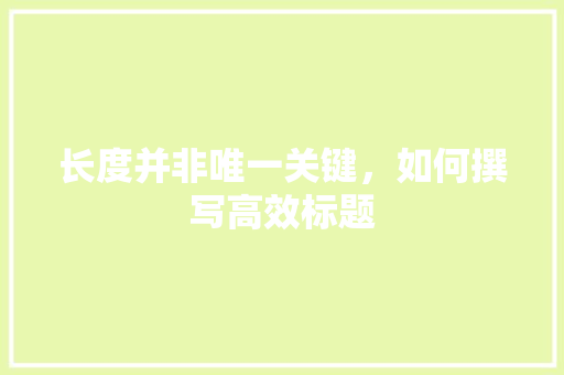 长度并非唯一关键，如何撰写高效标题