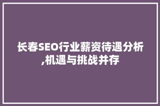 长春SEO行业薪资待遇分析,机遇与挑战并存