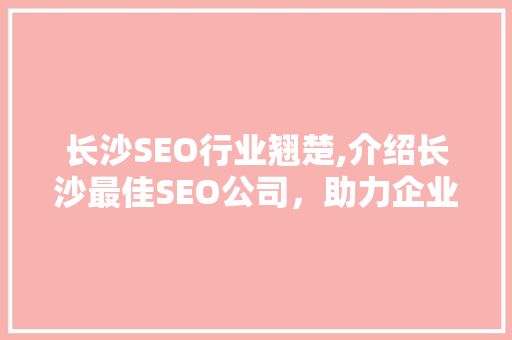 长沙SEO行业翘楚,介绍长沙最佳SEO公司，助力企业互联网营销新高度