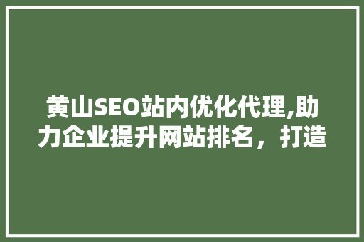 黄山SEO站内优化代理,助力企业提升网站排名，打造高效网络营销步骤