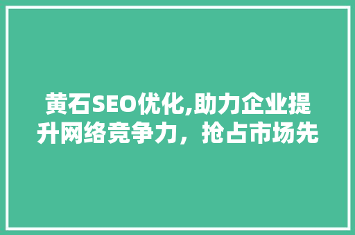 黄石SEO优化,助力企业提升网络竞争力，抢占市场先机