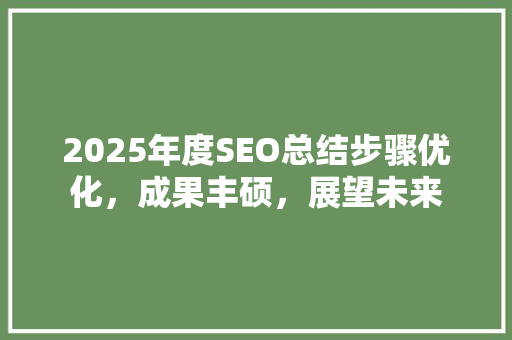 2025年度SEO总结步骤优化,成果丰硕,展望未来 2025年度SEO总结步骤优化,成果丰硕,展望未来