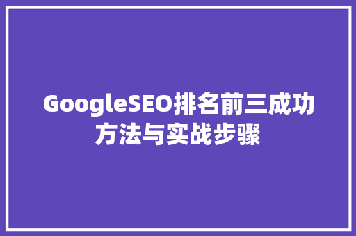 GoogleSEO排名前三成功方法与实战步骤 GoogleSEO排名前三成功方法与实战步骤