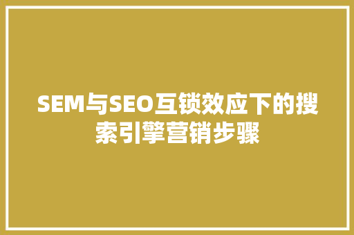 SEM与SEO互锁效应下的搜索引擎营销步骤