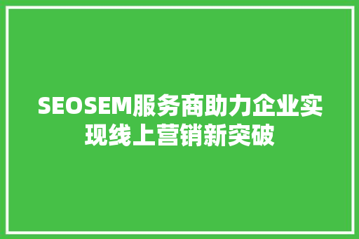 SEOSEM服务商助力企业实现线上营销新突破