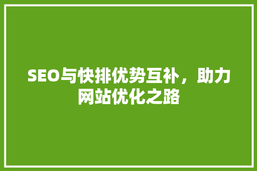 SEO与快排优势互补，助力网站优化之路