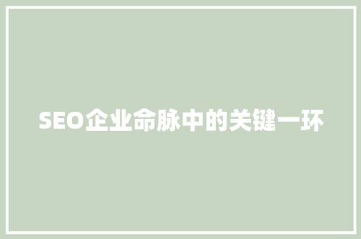 SEO企业命脉中的关键一环