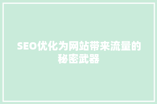 SEO优化为网站带来流量的秘密武器 操作系统