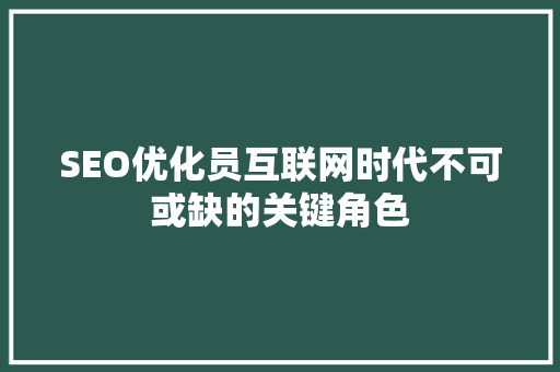 SEO优化员互联网时代不可或缺的关键角色