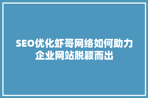 SEO优化虾哥网络如何助力企业网站脱颖而出