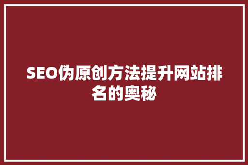SEO伪原创方法提升网站排名的奥秘