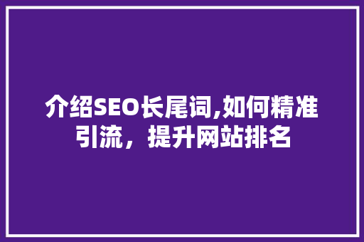介绍SEO长尾词,如何精准引流,提升网站排名 编程语言 介绍SEO长尾词,如何精准引流,提升网站排名 编程语言