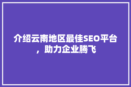 介绍云南地区最佳SEO平台，助力企业腾飞 编程语言
