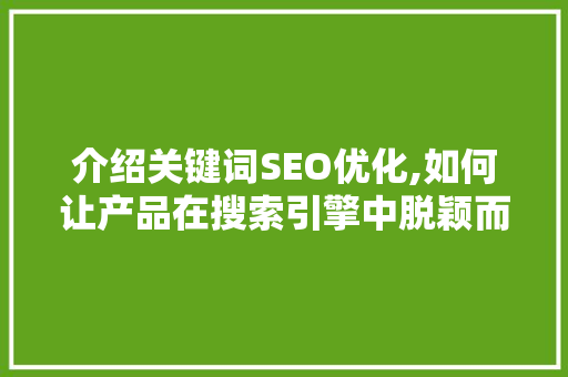 介绍关键词SEO优化,如何让产品在搜索引擎中脱颖而出