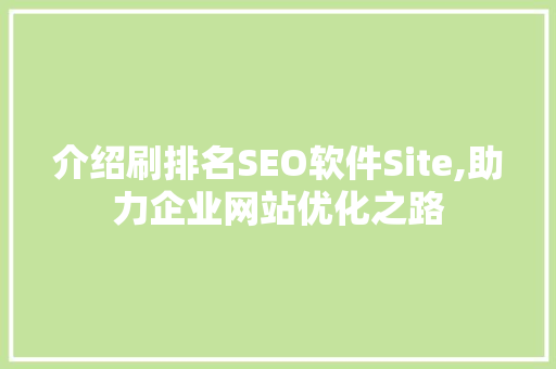 介绍刷排名SEO软件Site,助力企业网站优化之路