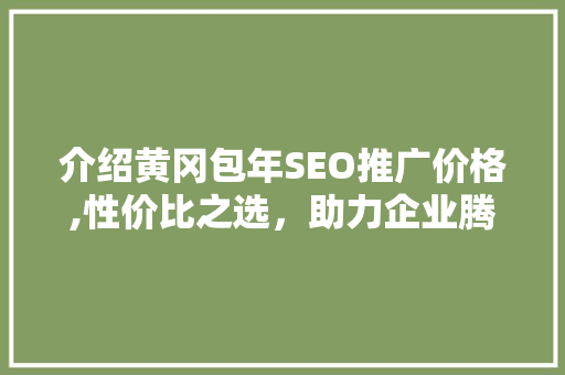 介绍黄冈包年SEO推广价格,性价比之选，助力企业腾飞