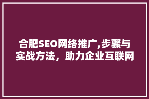 合肥SEO网络推广,步骤与实战方法,助力企业互联网营销新高度 合肥SEO网络推广,步骤与实战方法,助力企业互联网营销新高度