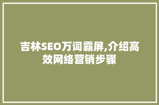 吉林SEO万词霸屏,介绍高效网络营销步骤
