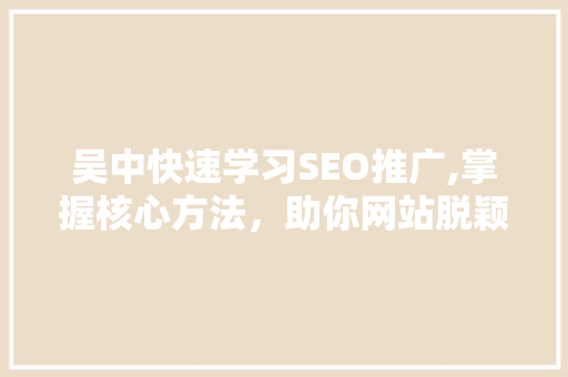 吴中快速学习SEO推广,掌握核心方法，助你网站脱颖而出 编程语言