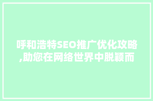 呼和浩特SEO推广优化攻略,助您在网络世界中脱颖而出