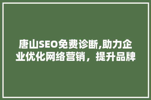 唐山SEO免费诊断,助力企业优化网络营销，提升品牌影响力