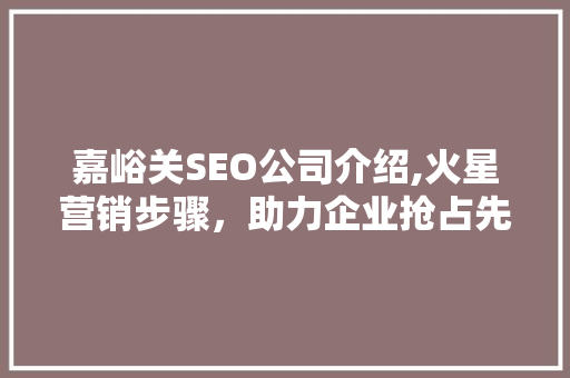 嘉峪关SEO公司介绍,火星营销步骤，助力企业抢占先机