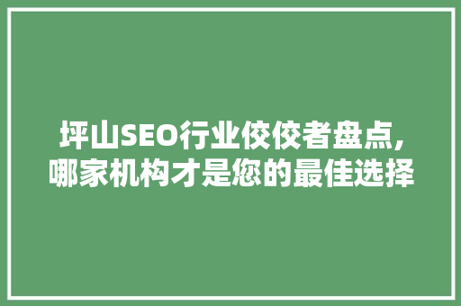坪山SEO行业佼佼者盘点,哪家机构才是您的最佳选择