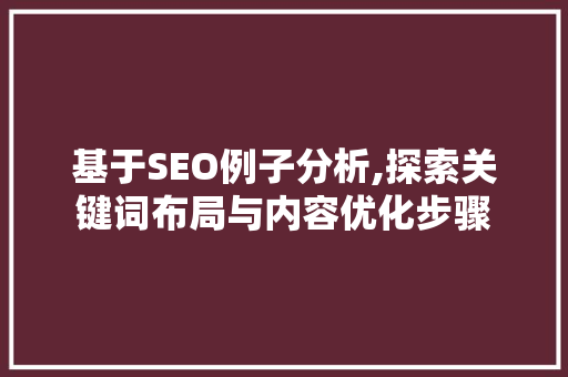 基于SEO例子分析,探索关键词布局与内容优化步骤